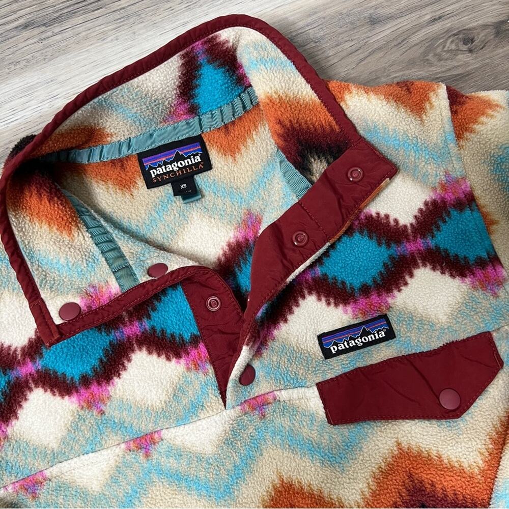 Patagonia Synchilla Snap T Fleece Pullover Sweater Timber Twist Aztec Print - Picture 3 of 6